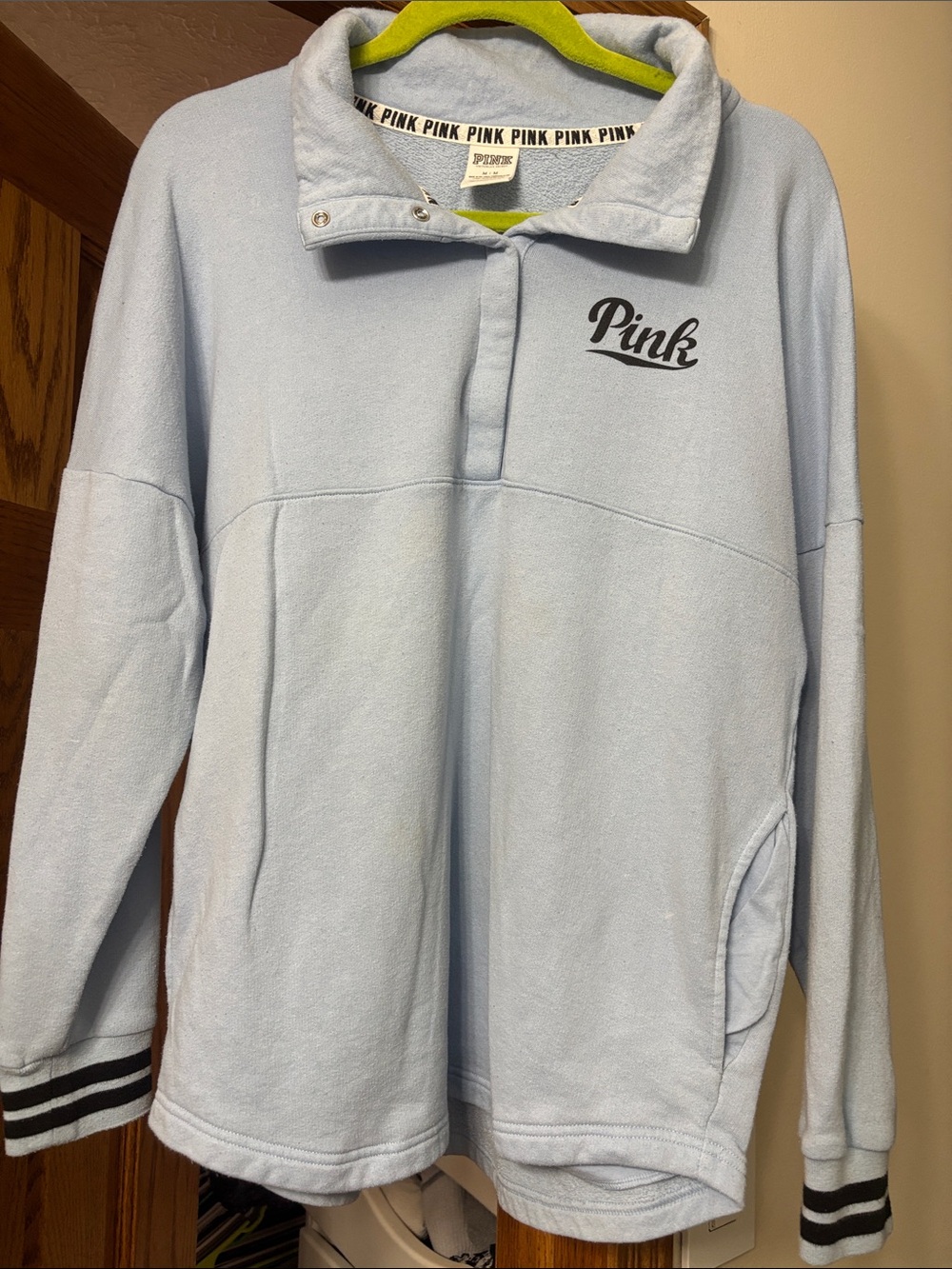 PINK Victoria's Secret Light Blue Pullover Fleece Sweatshirt